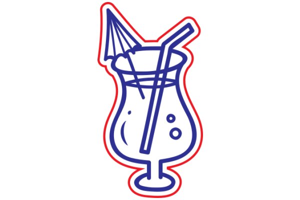 A Whimsical Illustration of a Drinking Straw and a Paper Umbrella in a Glass of Drink