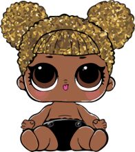Adorable Anime-Style Character with Blonde Hair and Pink Eyes, Sitting and Wearing a Black Outfit and Gold Headband