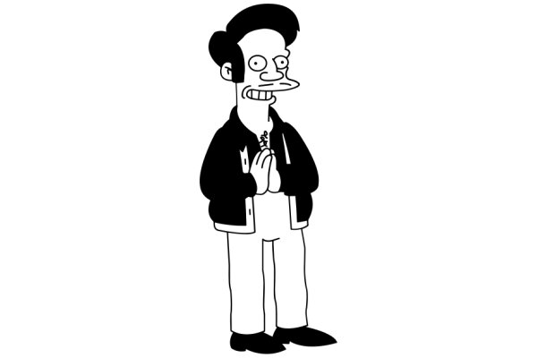 A Cartoon Character with a Jacket and Pants, Standing against a White Background.