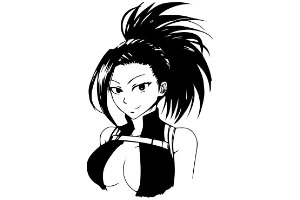 Stylized Anime Character: AFemale Character with a Ponytail and a Smile