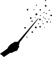 A Magical Scene: A Wand and a Starry Sky