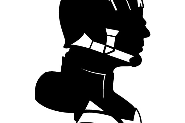 Profile Silhouette of a Figure in a Helmet
