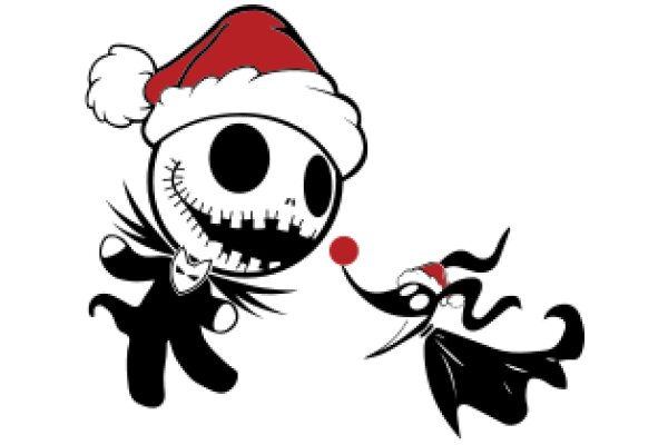 A Festive Holiday Adventure with a Twist: A Skeleton and a Cat in Santa Hats