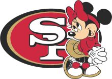 Mickey Mouse, the Iconic Disney Character, in a Playful Interaction with the San Francisco 49ers Logo