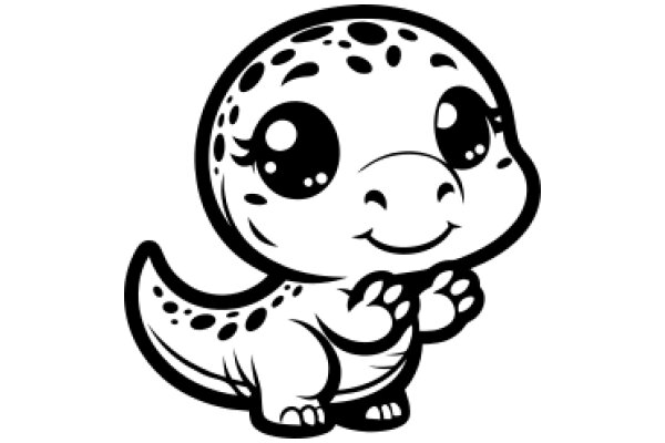 Adorable Cartoon Character: A Friendly, Spotted Creature with a Smile and a Wave