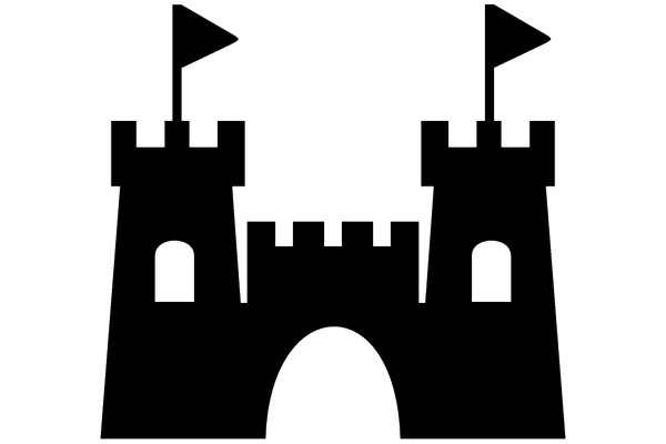 A Silhouette of a Castle with Flags on Top