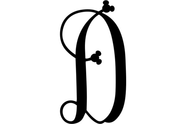 Stylized Letter 'D' with a Curved Stem and Decorative Elements