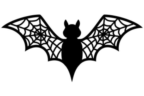 Silhouette of a Bat with a Spider Web Design