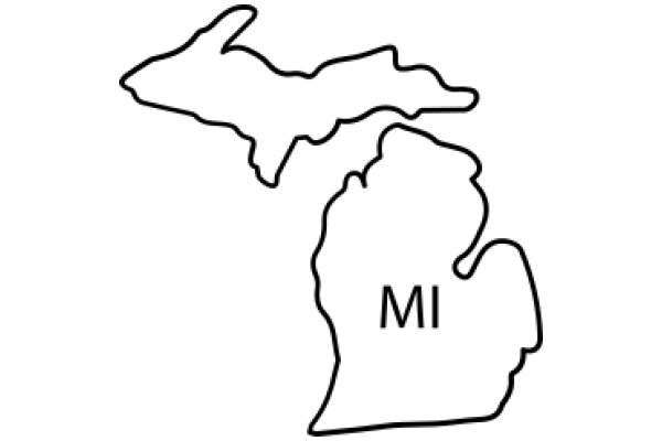 Simplified Map of Michigan with 'MI' Label