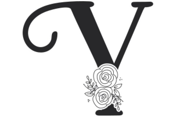 Elegant Logo of the Letter 'V' with a Rose Flower Design