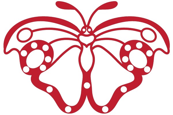 Stylized Red Butterfly with Circles Design
