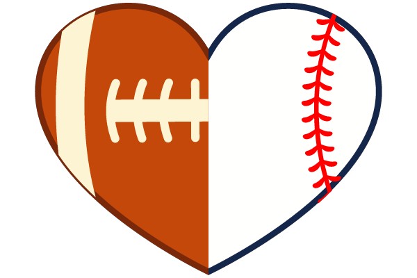 Combining the Passion for Football and Baseball in One Heart-Shaped Image