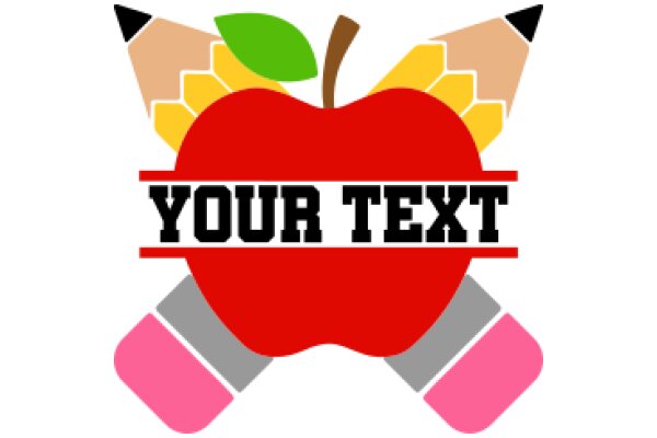 Your Text: A Colorful Apple Logo with a Pencil and Eraser