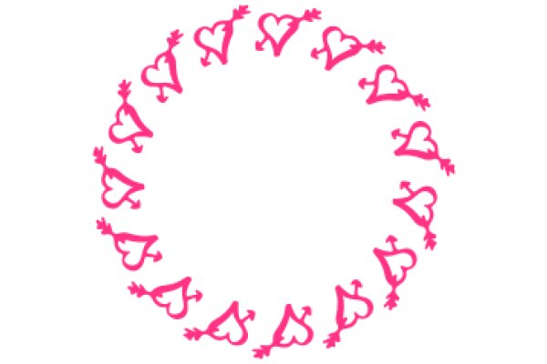 Pink Heart Design: A Curved Pattern of Hearts and Arrows