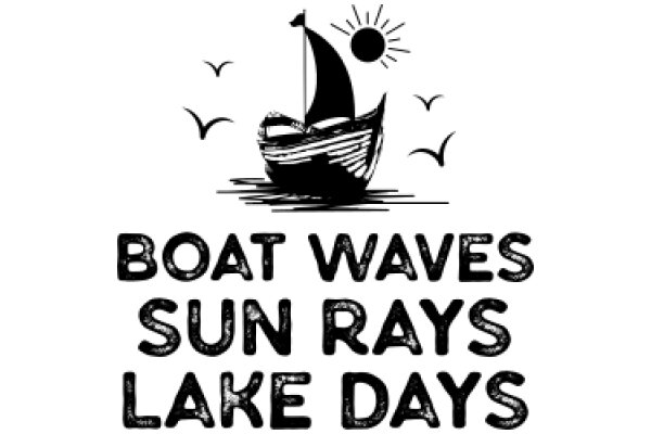 A Whimsical Illustration of a Boat Wave Sun Lake Days