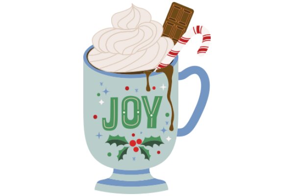 Holiday Joy: A Delightful Illustration of a Cup of Cocoa with a Candy Cane Stirrer and a Chocolate Bar
