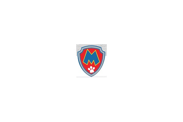 Shield Emblem with Paw Print and Letter 'M'