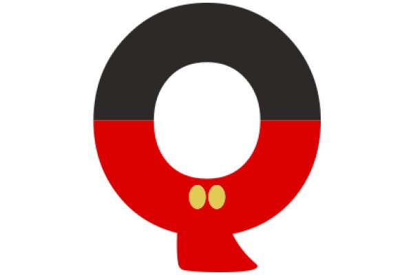 Vibrant Logo Design: A Colorful Letter 'Q' with a Red and Black Circle and Two Gold Dots