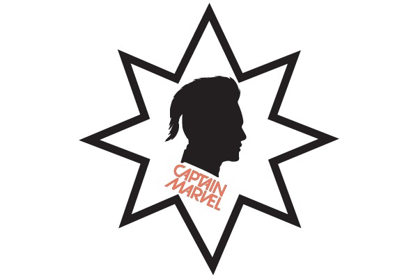 Silhouette of Captain Marvel within a Starburst Design