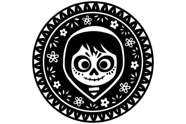 Día de los Muertos Skull within Circular Pattern
