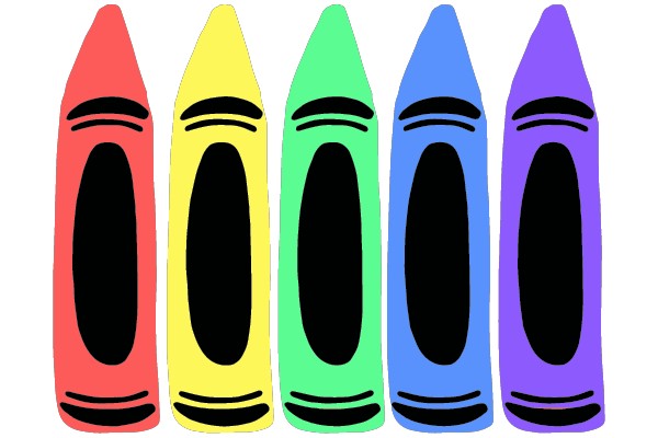 Colorful Crayons in a Row