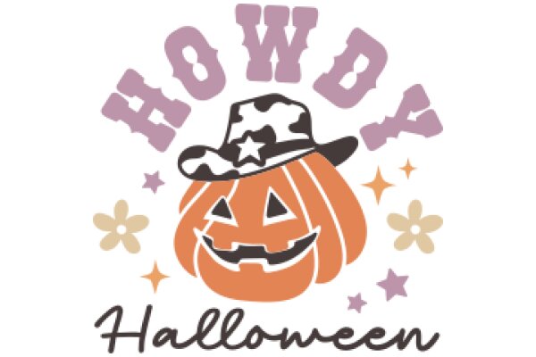 Halloween-themed poster with a cowboy hat pumpkin and the word 'Howdy' in a western font.