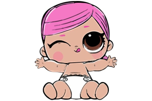 A Cute Cartoon Character with Pink Hair and a Big Eye