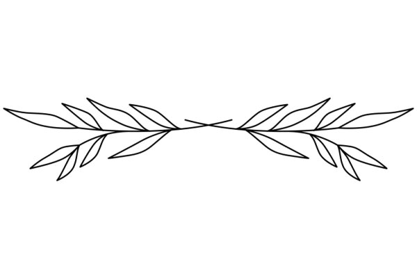 Simplistic Line Art of a Leafy Branch