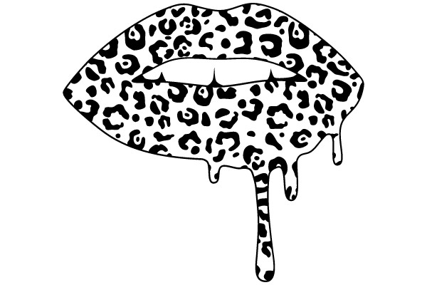 Lip Leopard Print with Dripping Outline
