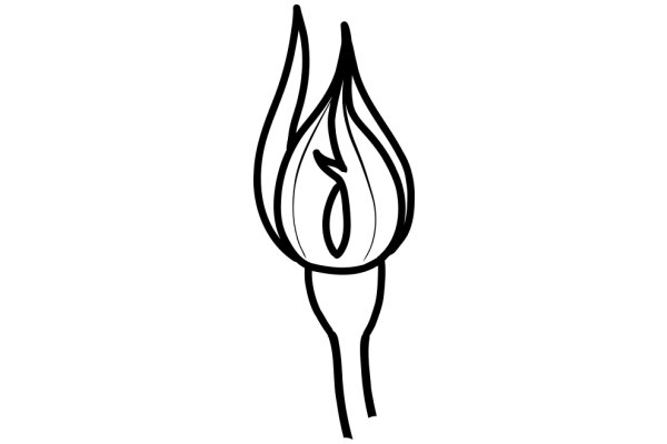 Stylized Line Drawing of a Candle with a Number 6