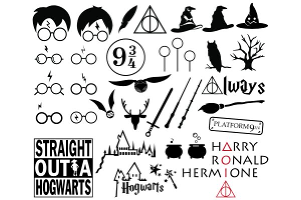 A Collection of Iconic Symbols from the Harry Potter Series