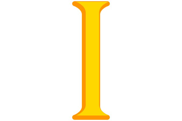 Vibrant Yellow Letter 'I' on a White Background
