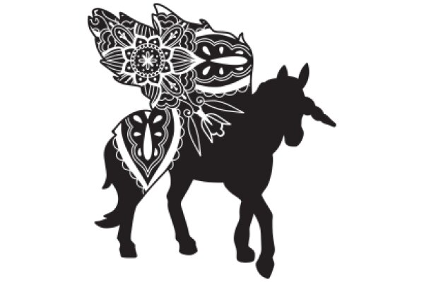 Elegant Silhouette of a Horse and a Flower