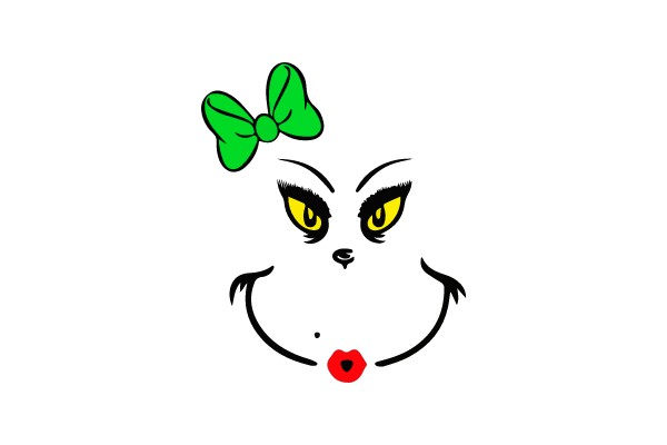 Grinchy Face with Bow