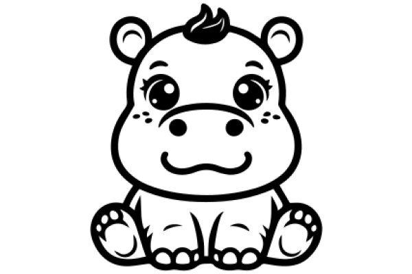 Adorable Cartoon Character: A Charming Bear with a Smile and a Spiky Hairdo