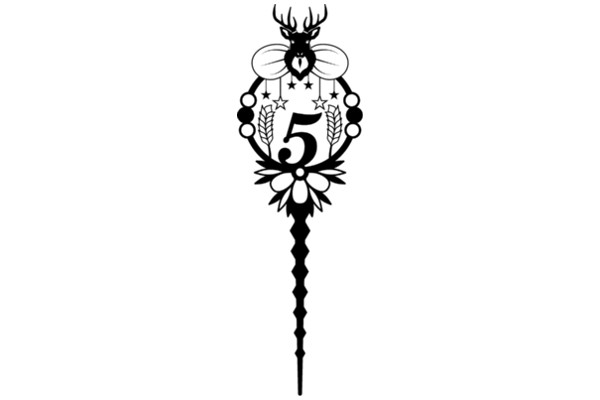 Stylized Number Five with a Nature-Inspired Design