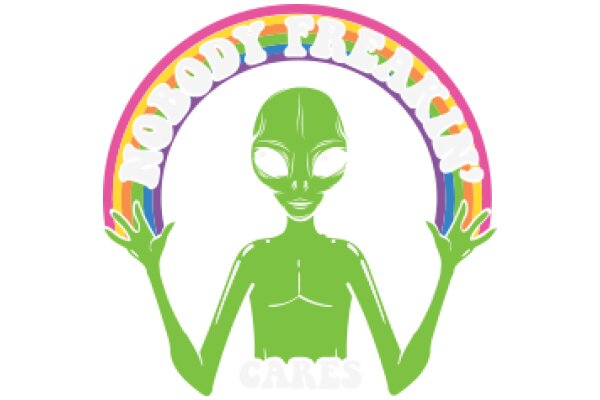 A Vibrant and Colorful Logo for 'Nobody Freakin' Cares' with a Green Alien Character