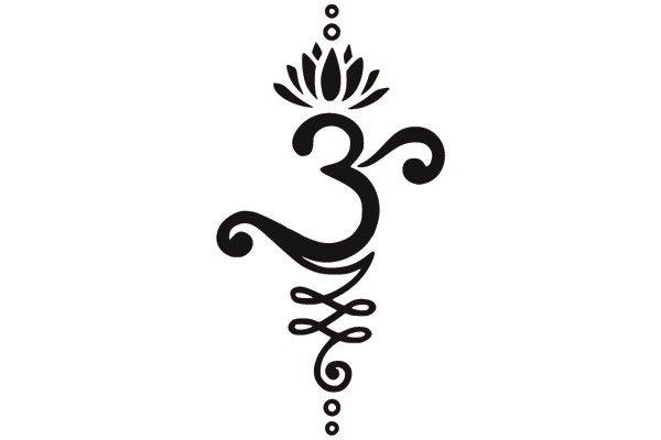 Om Symbol with Lotus and Swirls