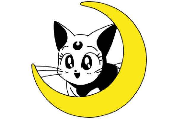 Moonlit Adventures: A Whimsical Cat's Crescent Moon