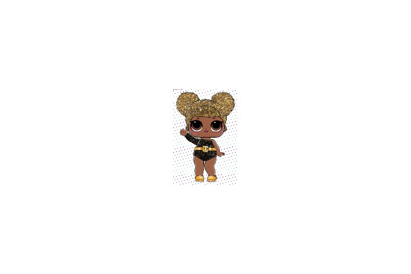 Fashionable Doll with Puffy Hair and Sparkling Outfit