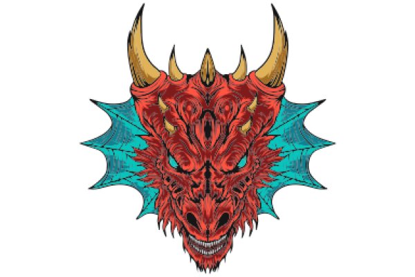 Vivid Illustration of a Fierce Red Dragon with Horns and Spikes
