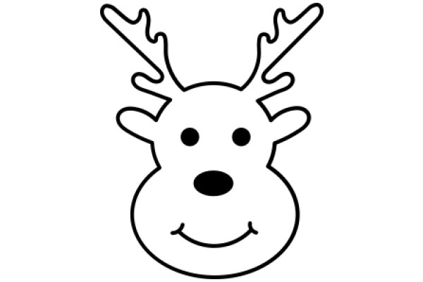 Simplistic Line Drawing of a Smiling Reindeer