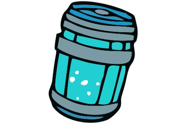Stylized Illustration of a Blue and Gray Jar with a White Dot on Top