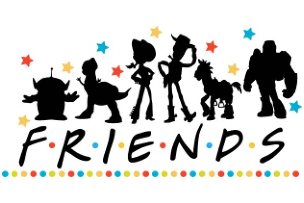 Friends: A Colorful Silhouette of Cartoon Characters and Creatures