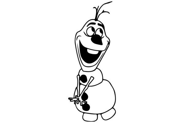A Whimsical Character: A Cartoon Snowman with a Big Smile and a Hearty Laugh