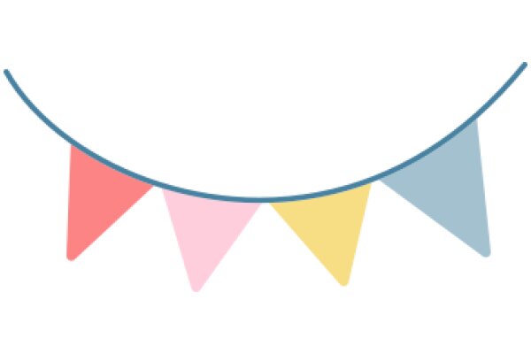 Vibrant Triangular Flags on a Curved Background