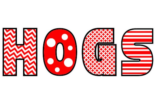 Stylized Letter 'H' with a Red and White Chevron Pattern and a Red Polka Dot