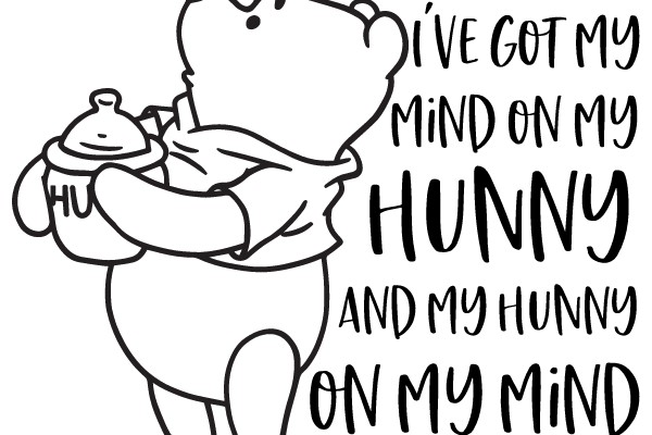 Whimsical Winnie the Pooh with Honey Pot and Bee