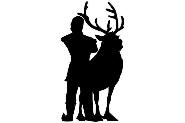 Silhouette of a Hunter and Stag