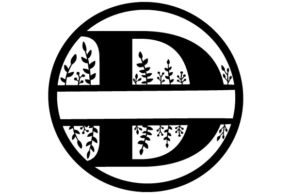 Circular Emblem with Stylized Vegetation and a Blank Center